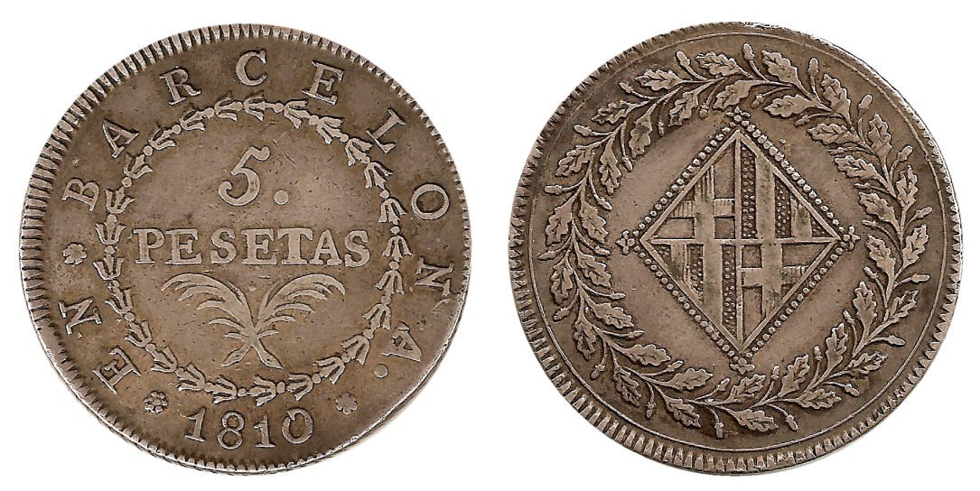 5 pesetas 1810 Barcelona